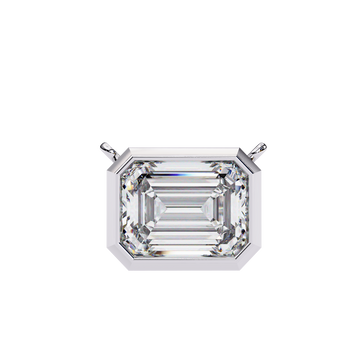 14K Gold East-West Bezel Set Emerald Cut Diamond Necklace