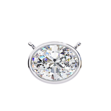 14K Gold East-West Bezel Set Oval Diamond Necklace