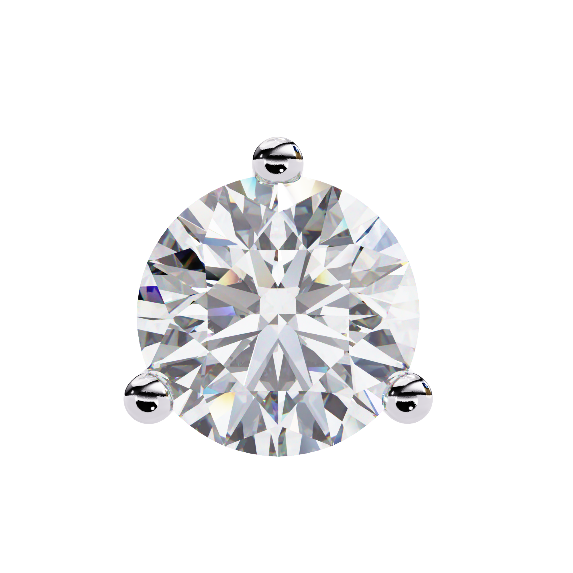 14K Gold 3-Prong Martini Round Diamond Stud Earrings