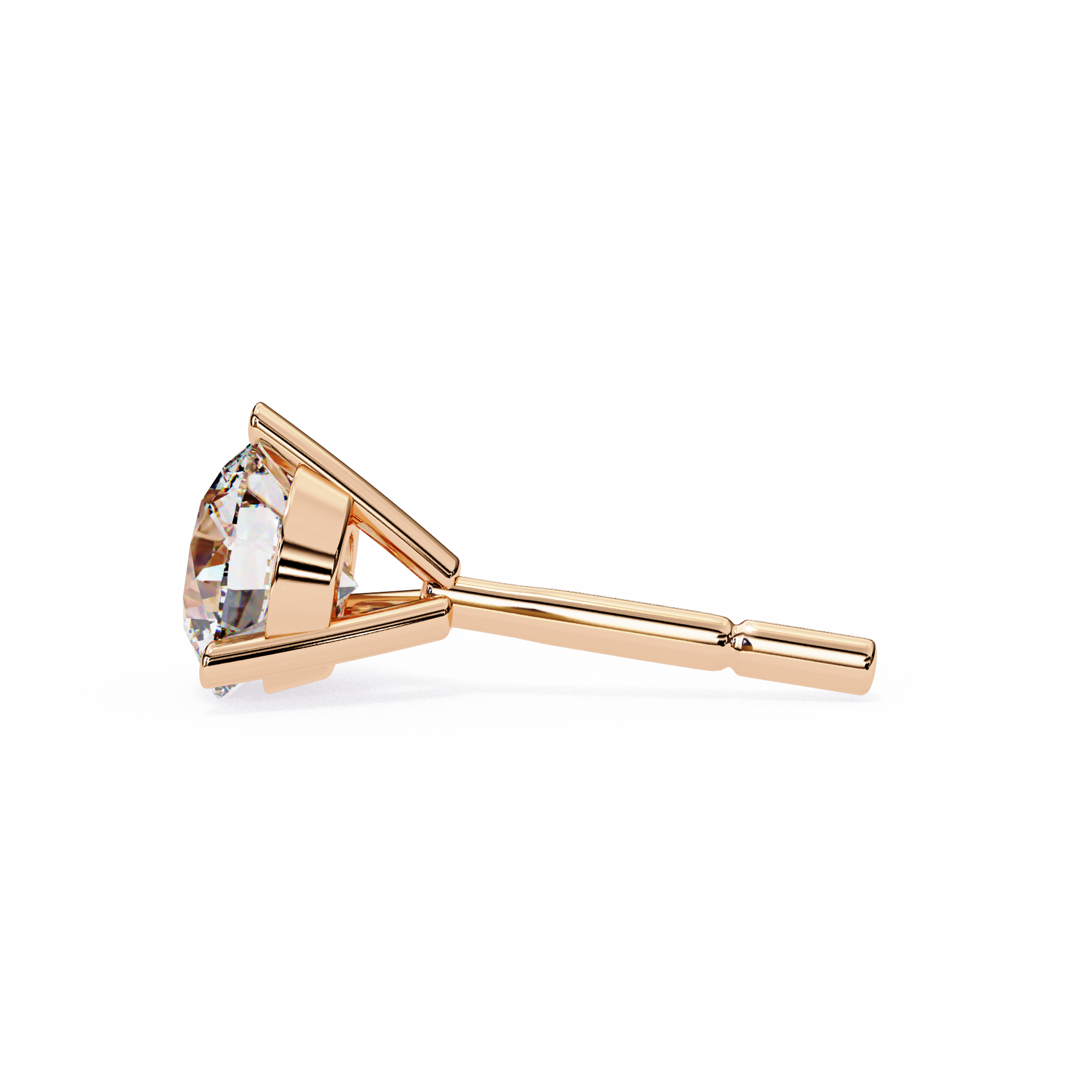 14K Gold 3-Prong Martini Round Diamond Stud Earrings
