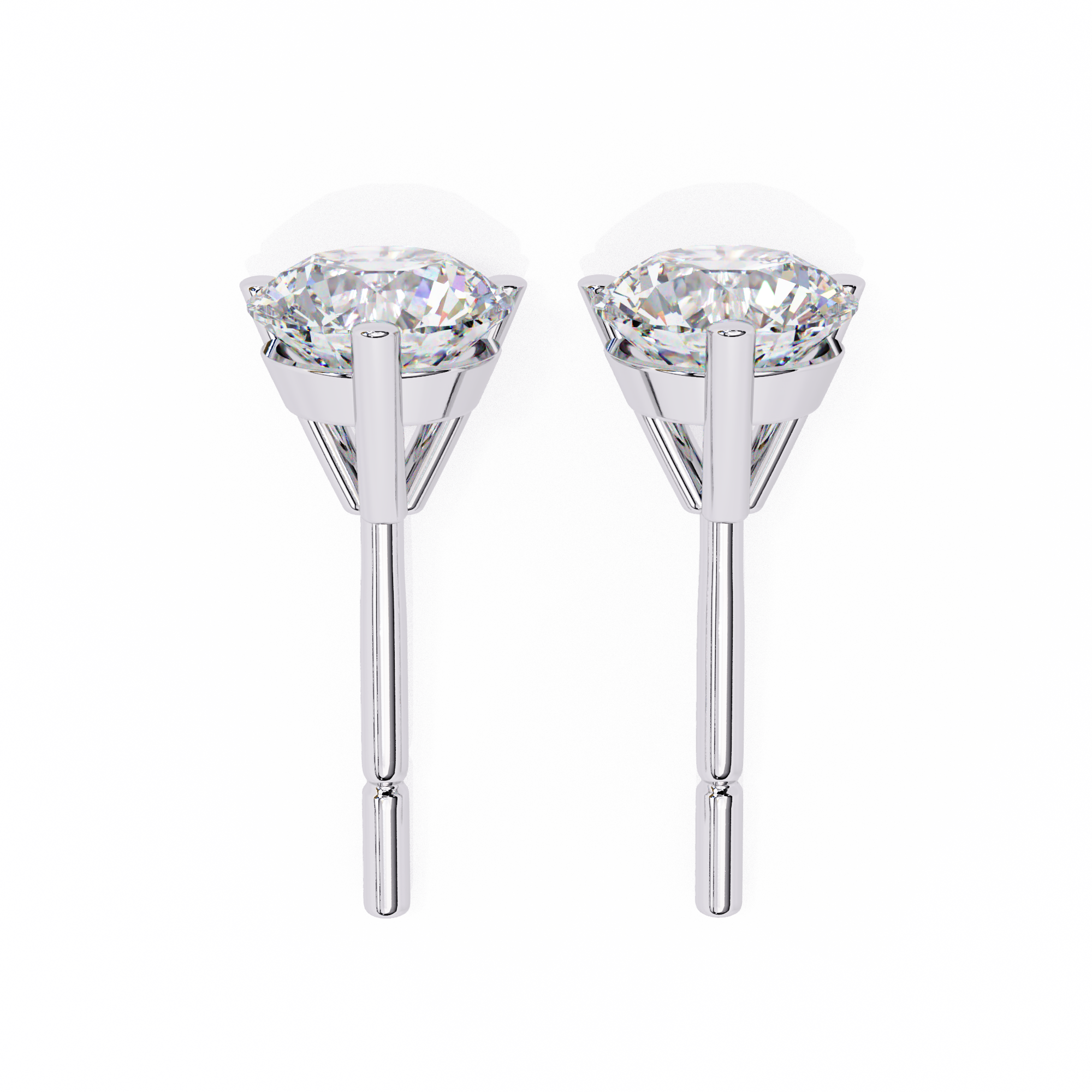 14K Gold 3-Prong Martini Round Diamond Stud Earrings