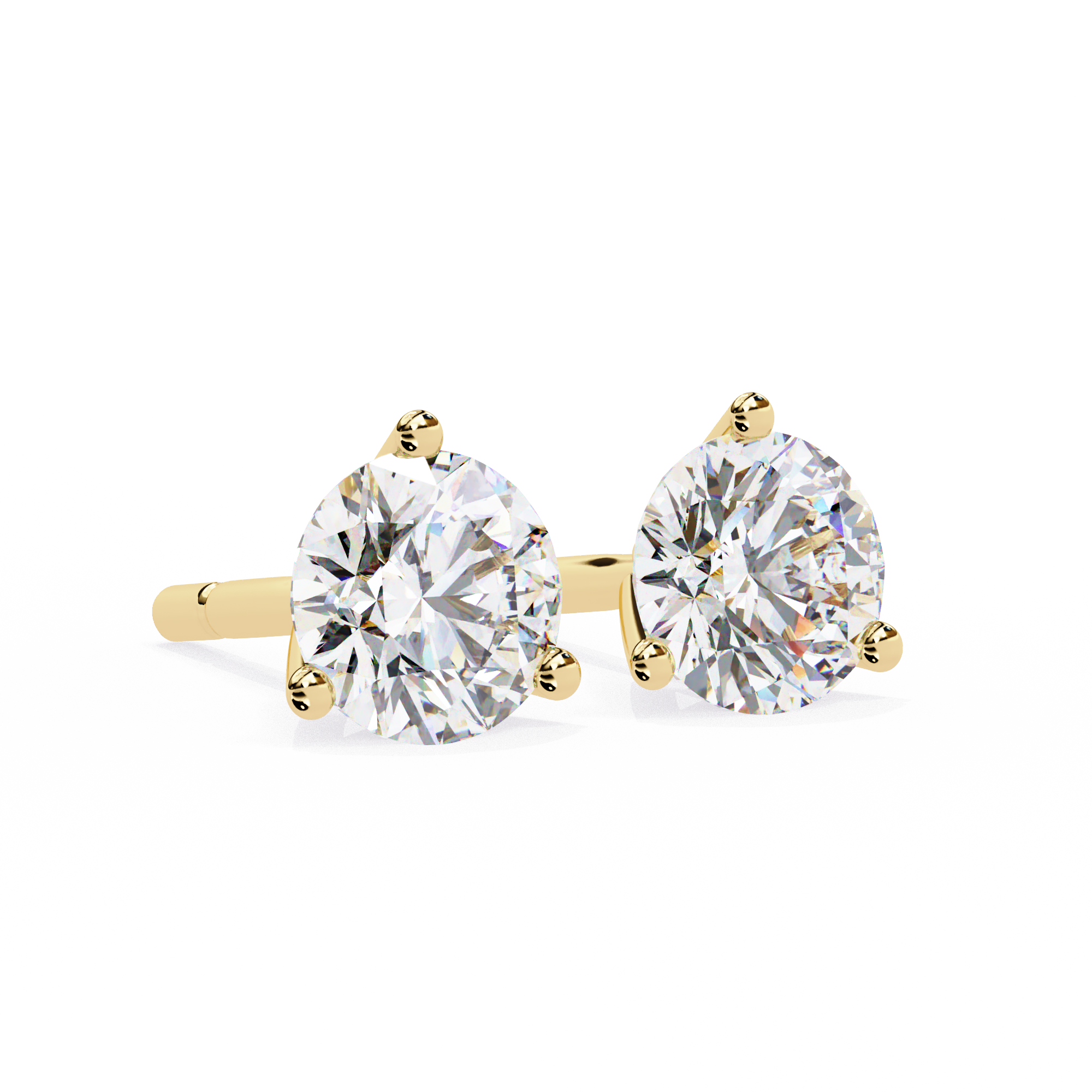 14K Gold 3-Prong Martini Round Diamond Stud Earrings