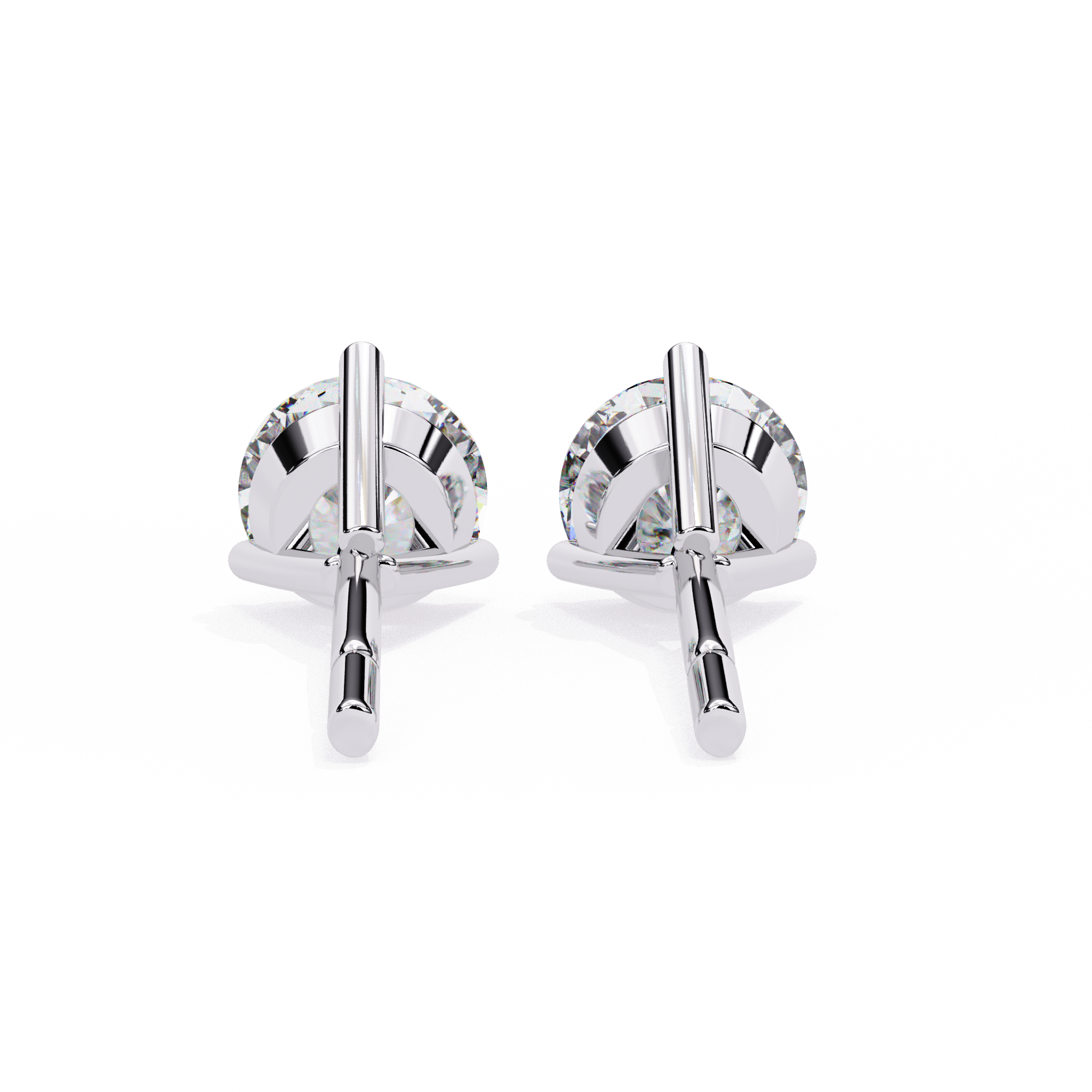 14K Gold 3-Prong Martini Round Diamond Stud Earrings