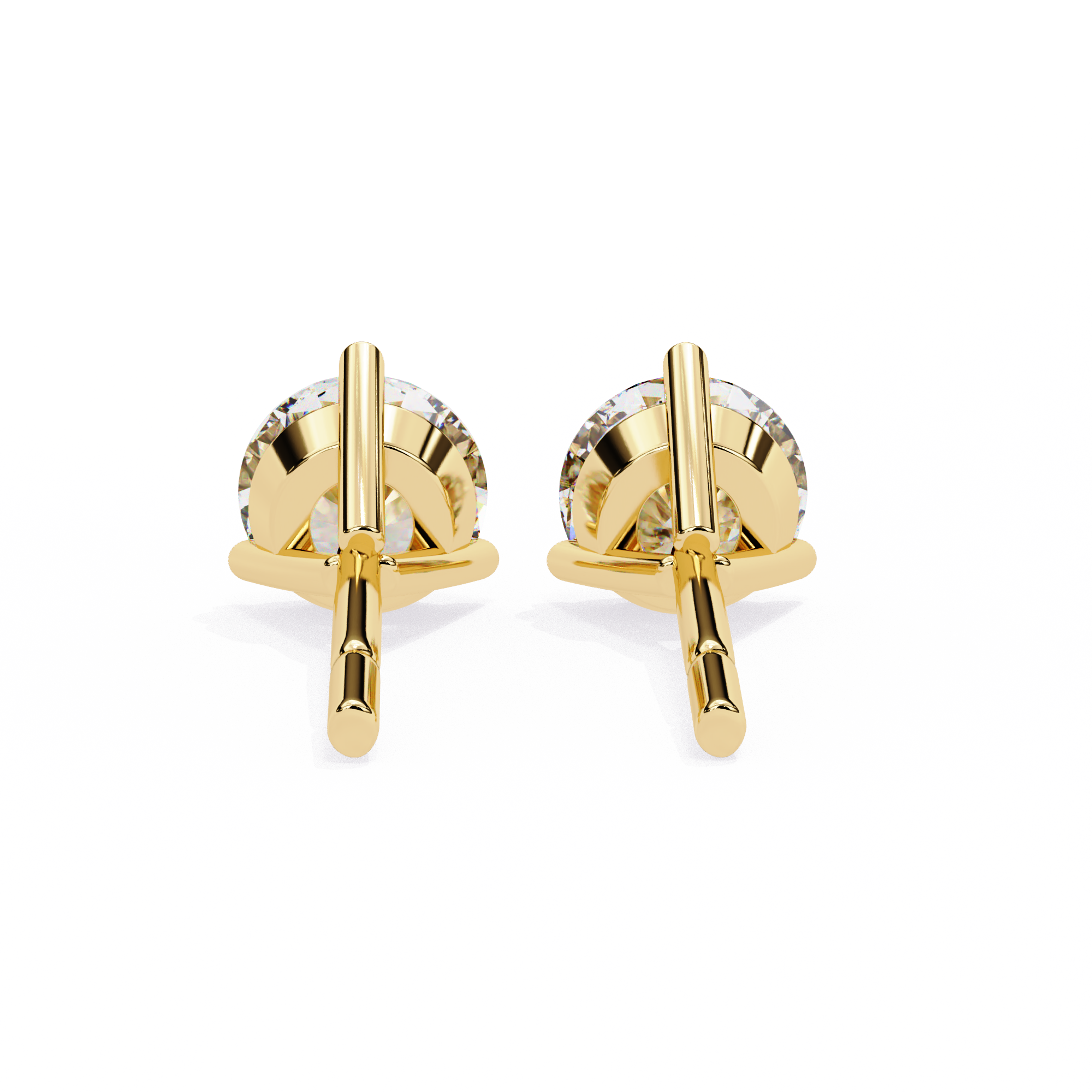 14K Gold 3-Prong Martini Round Diamond Stud Earrings