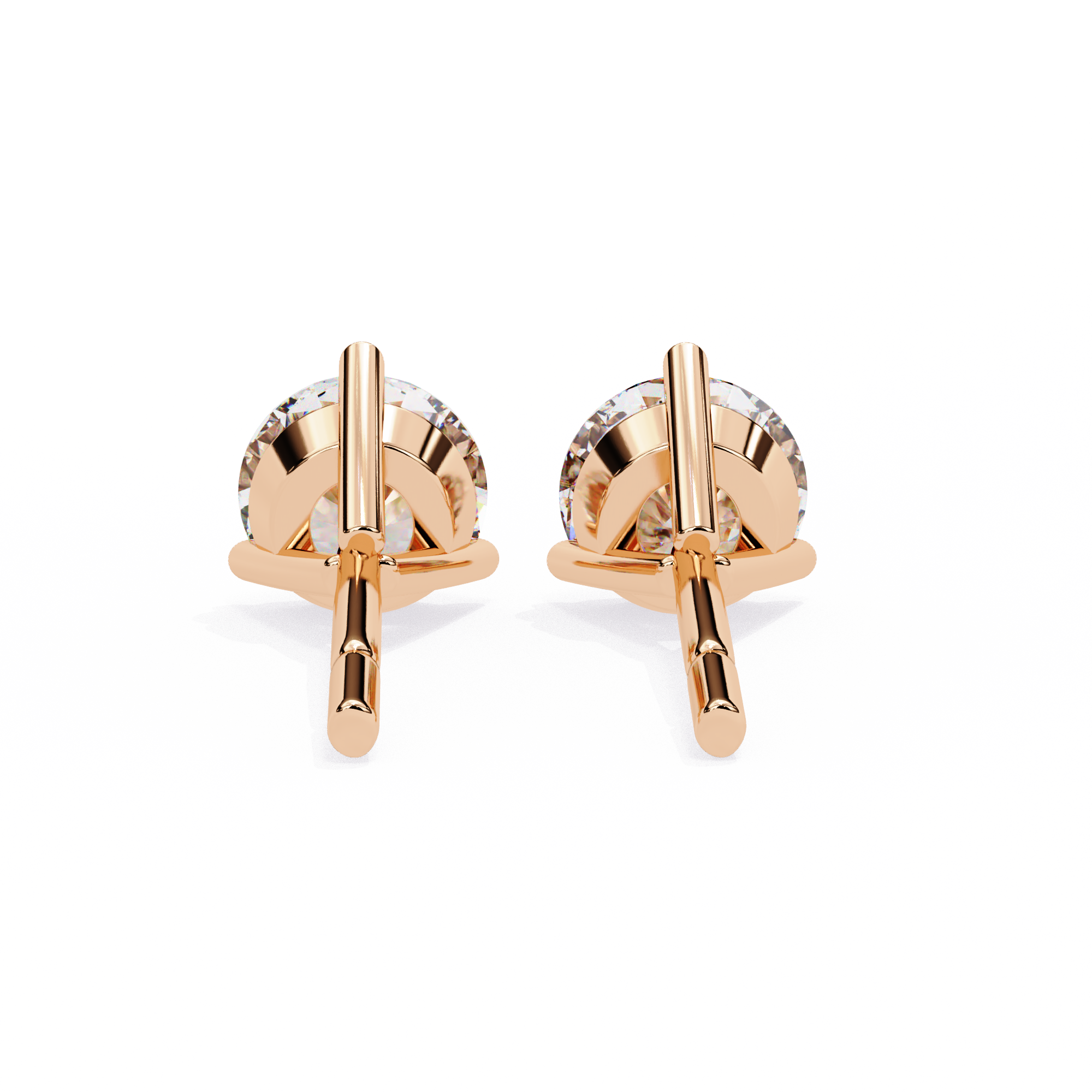 14K Gold 3-Prong Martini Round Diamond Stud Earrings