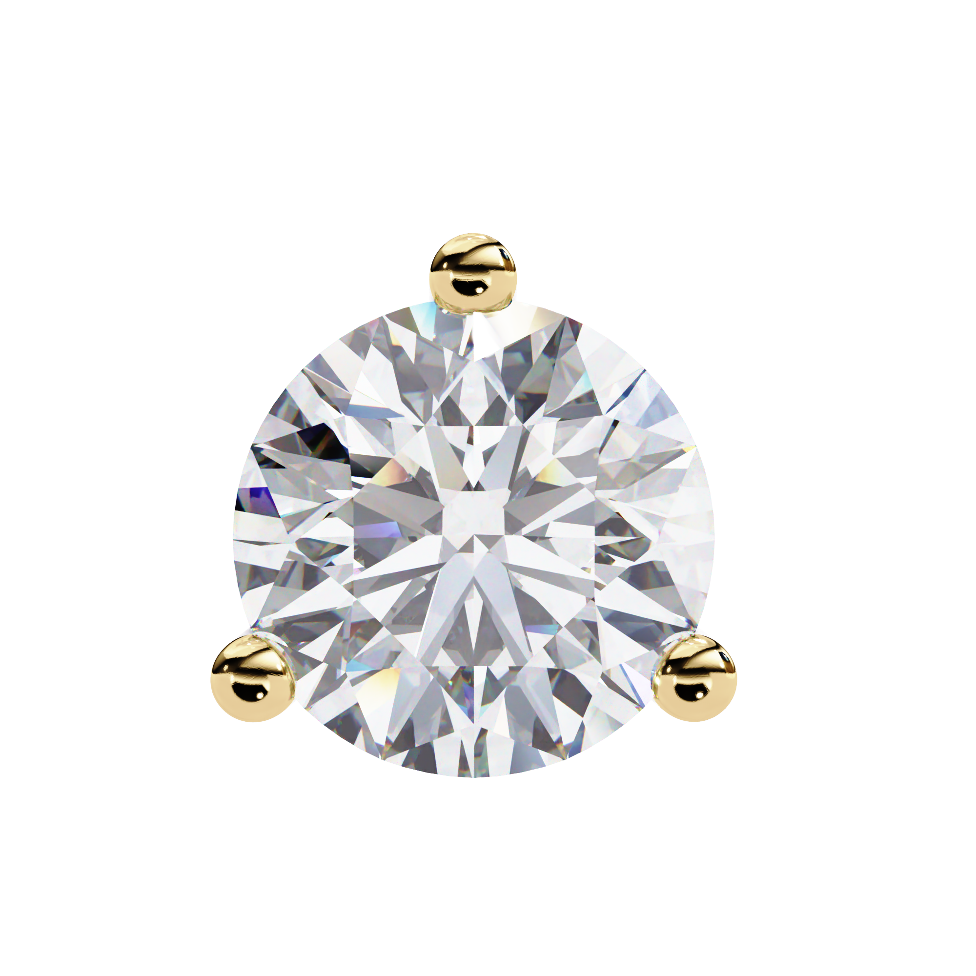 14K Gold 3-Prong Martini Round Diamond Stud Earrings