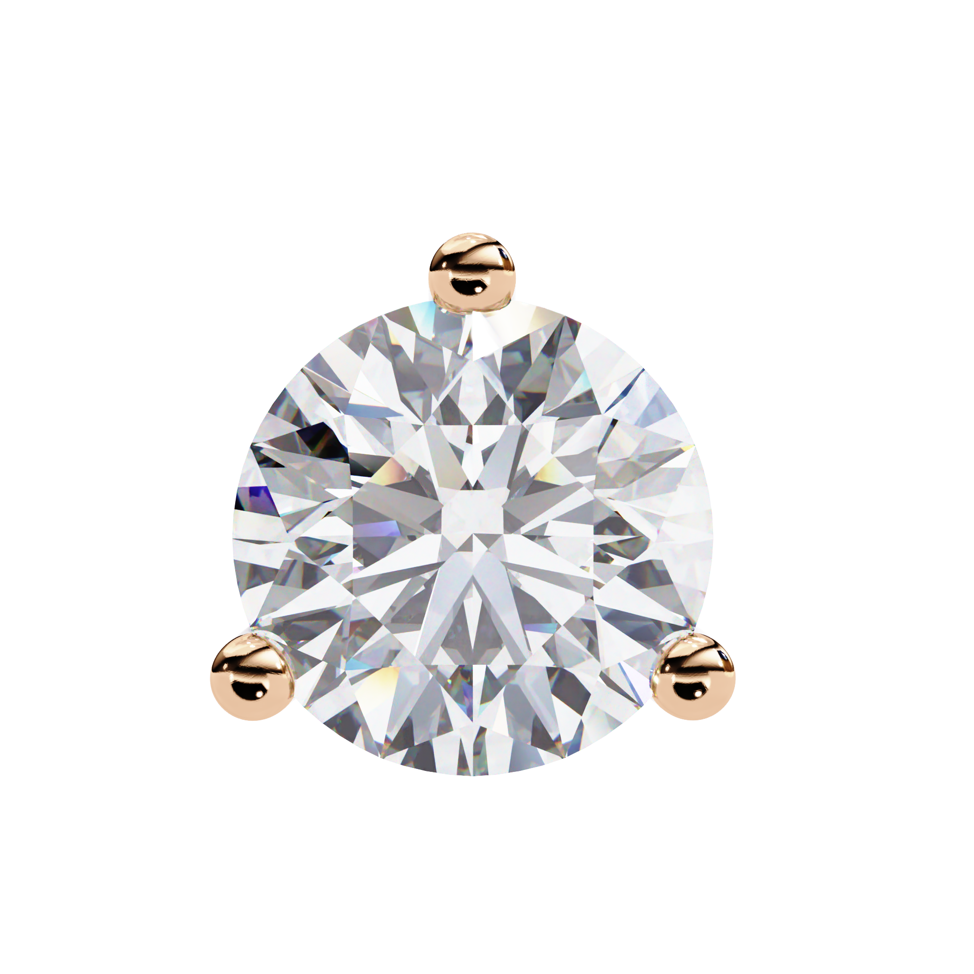 14K Gold 3-Prong Martini Round Diamond Stud Earrings