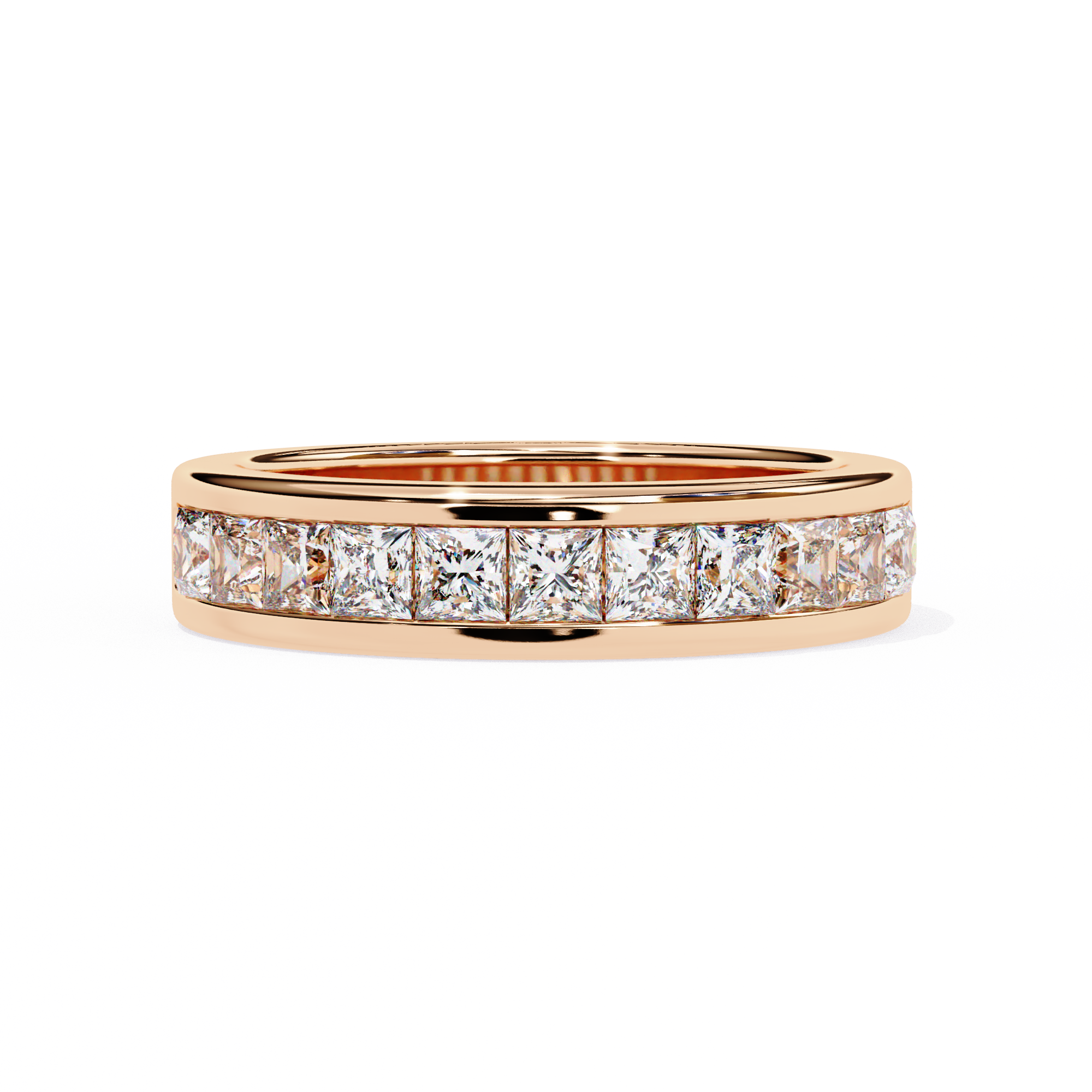 14K Gold Channel-Set Princess Cut Diamond Anniversary Band