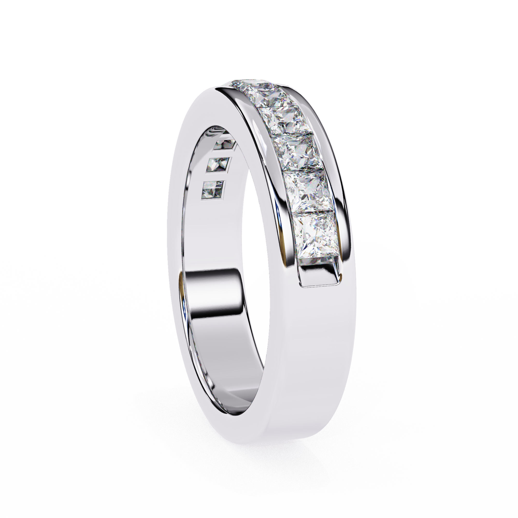 14K Gold Channel-Set Princess Cut Diamond Anniversary Band
