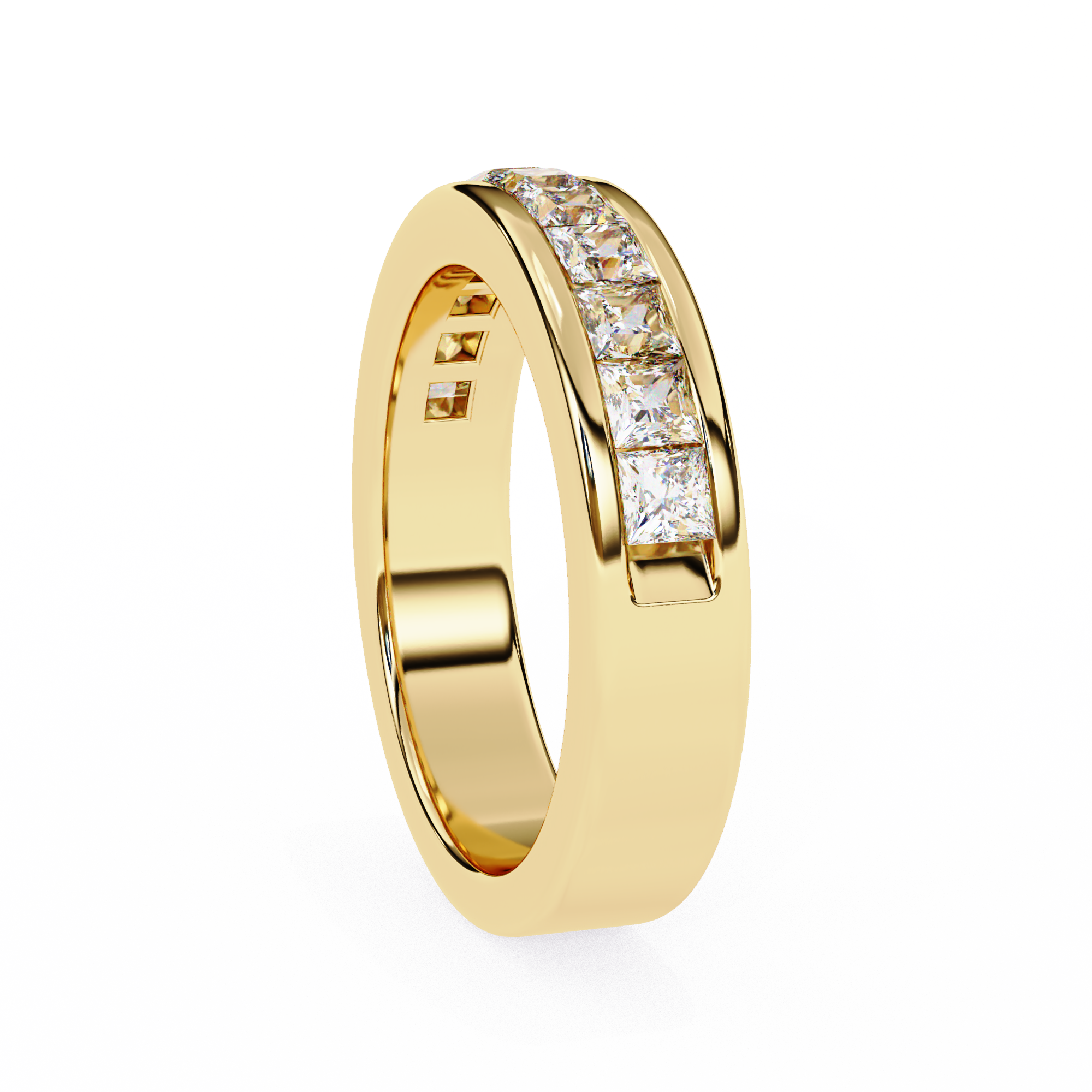 14K Gold Channel-Set Princess Cut Diamond Anniversary Band