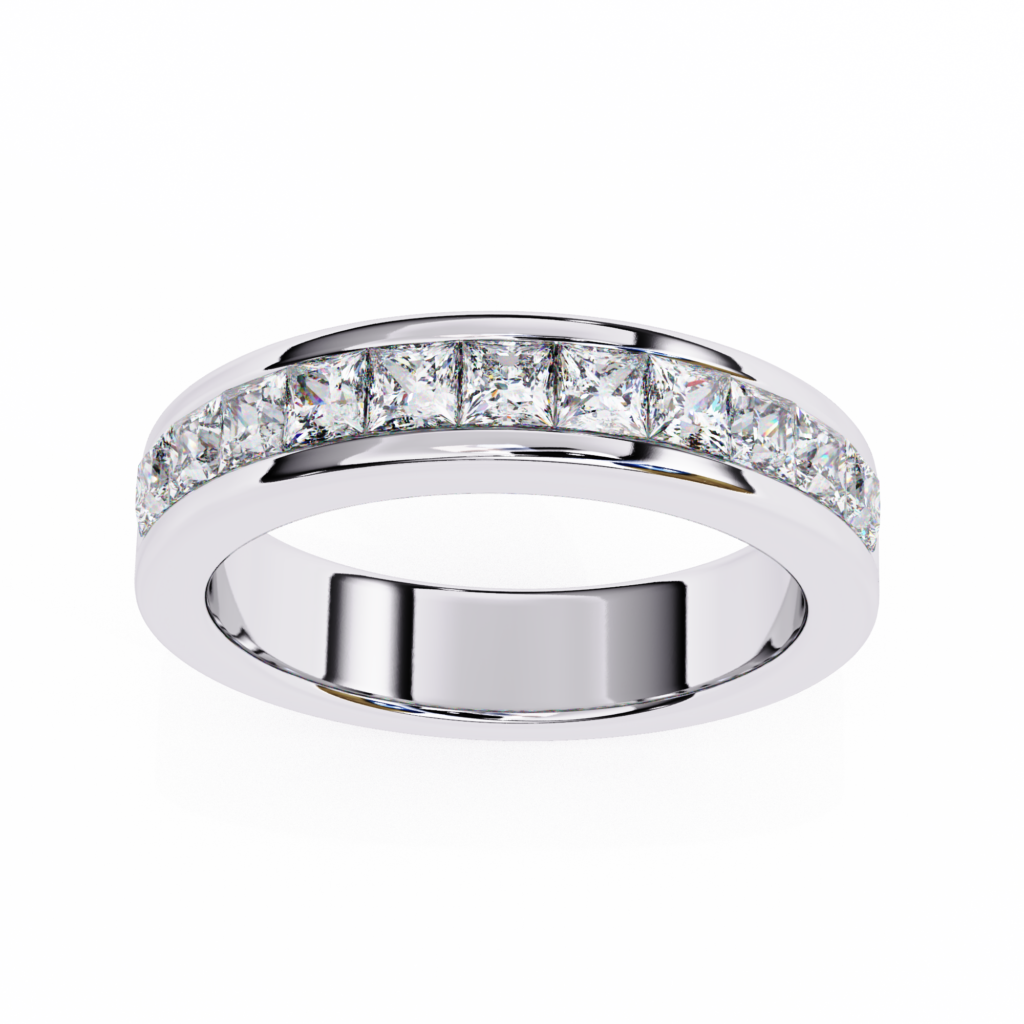 14K Gold Channel-Set Princess Cut Diamond Anniversary Band