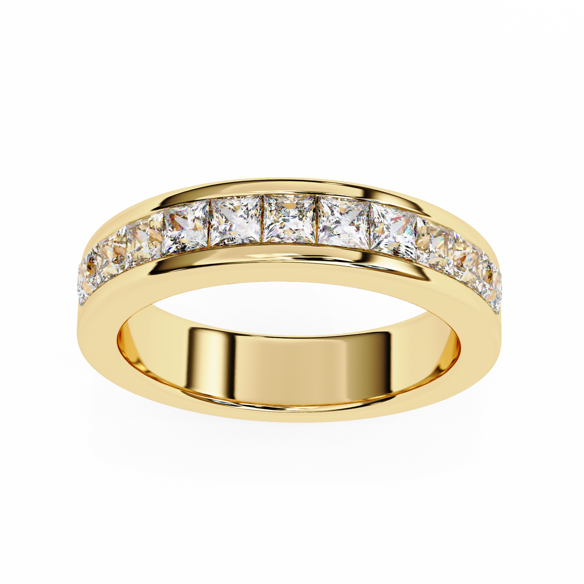 14K Gold Channel-Set Princess Cut Diamond Anniversary Band
