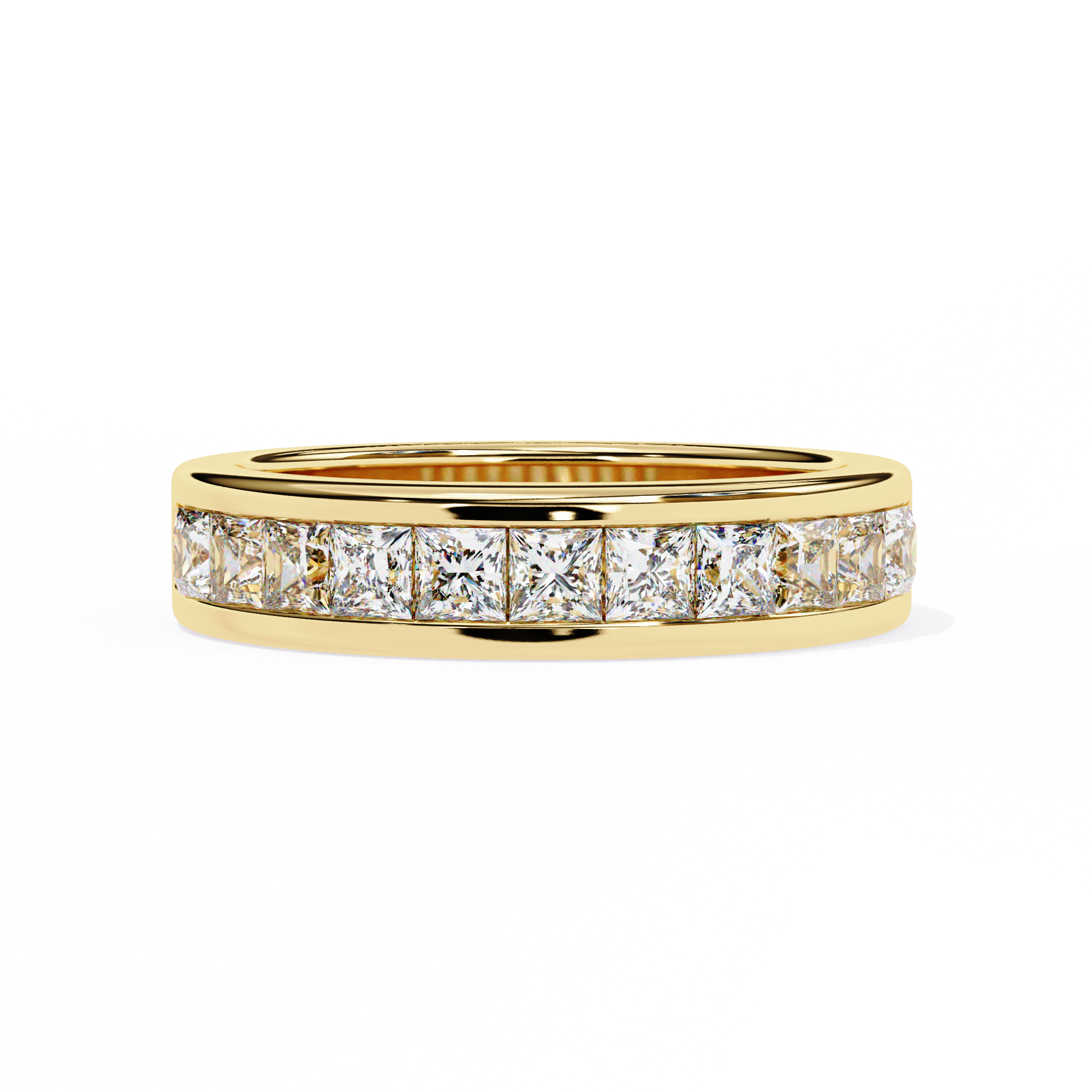 14K Gold Channel-Set Princess Cut Diamond Anniversary Band