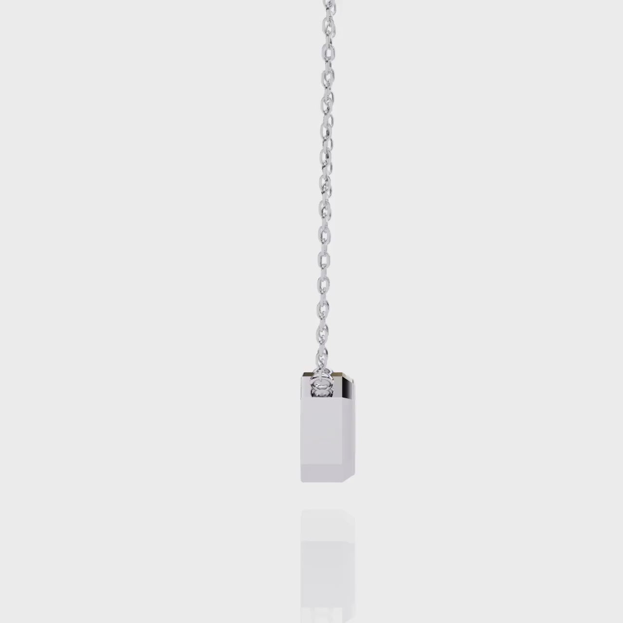 14K Gold East-West Bezel Set Emerald Cut Diamond Necklace