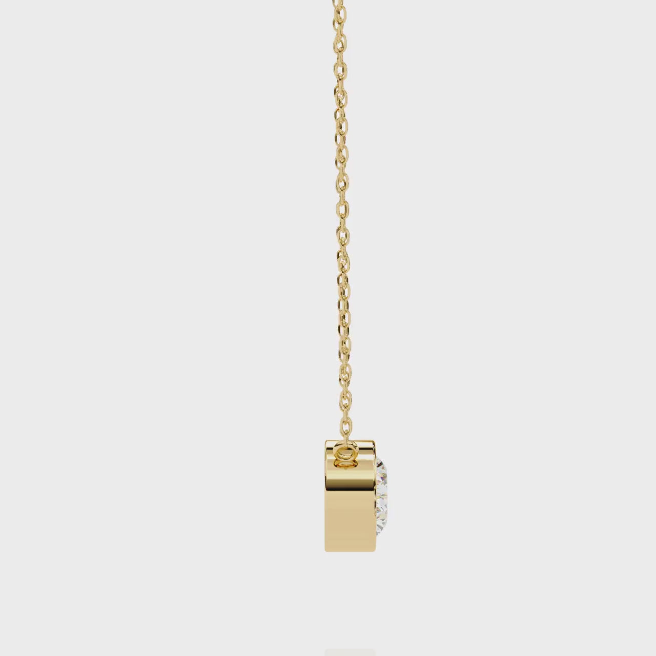 14K Gold East-West Bezel Set Oval Diamond Necklace